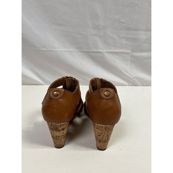 Style & Co Womens Zip up Strappy Wedge Sandals Brown Faux Leather Sz 7.5M - Picture 5 of 6